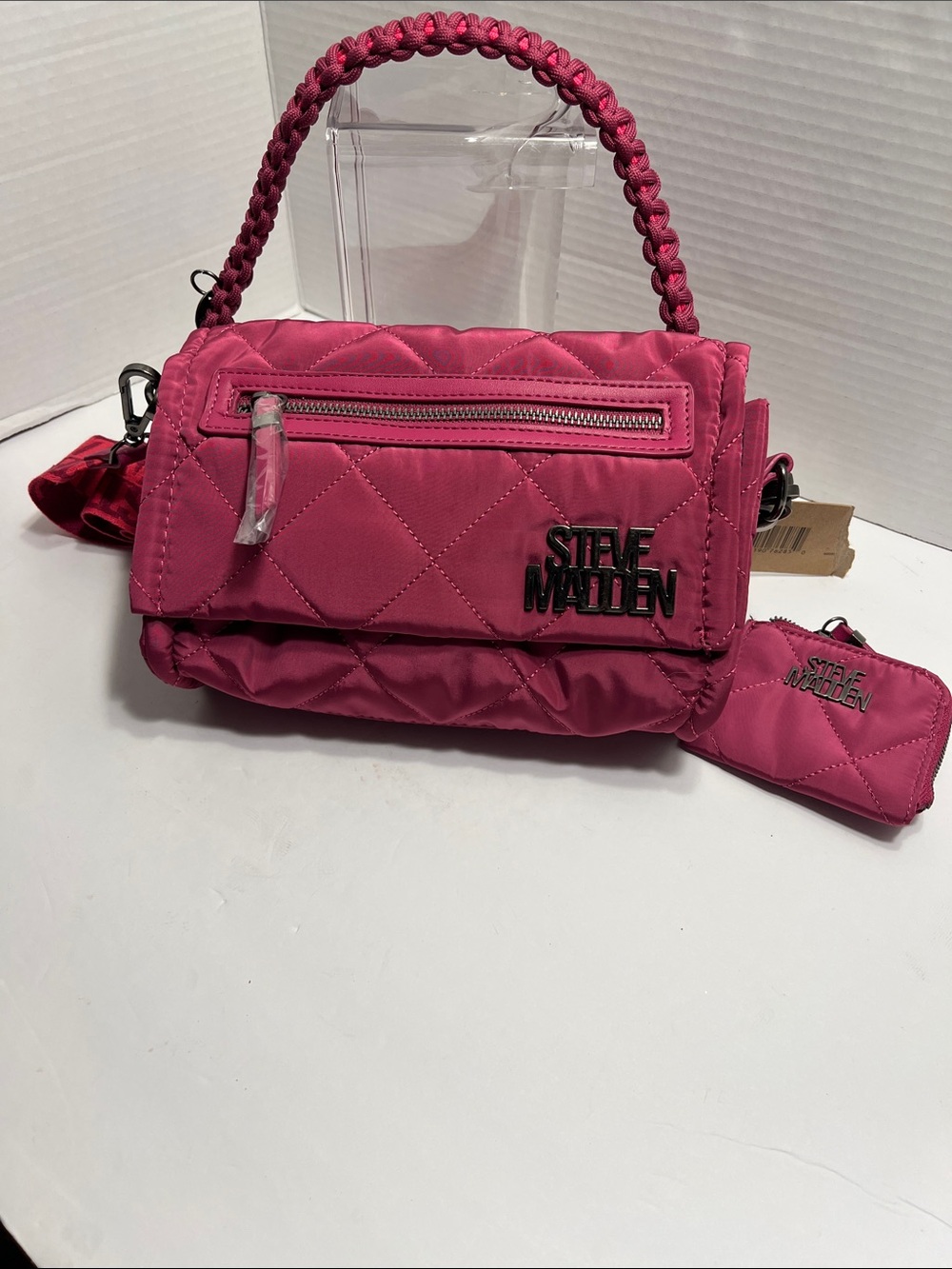 Steve Madden Quilted Shoulder Bag - Hot Pink